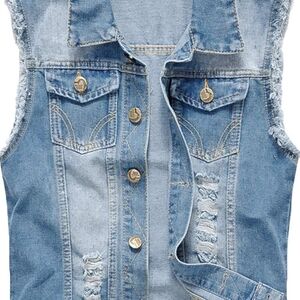 Men's Distressed Denim Vest